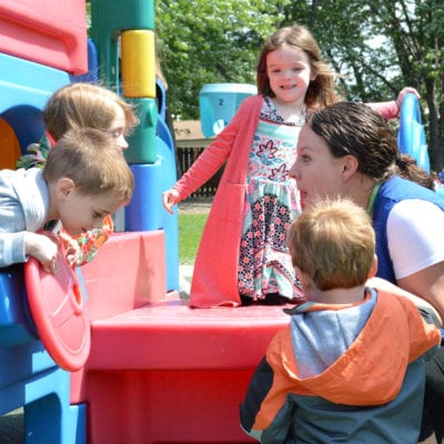 Children playing on a playground