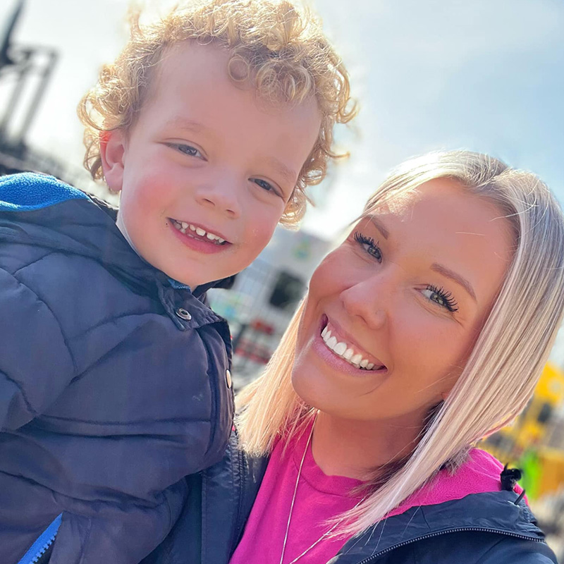 Teacher and preschool student